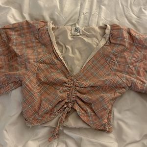 dRA Los Angeles plaid crop top